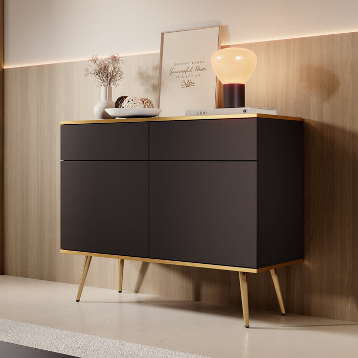 Meubella - Dressoir Orleans - Zwart - 107 cm