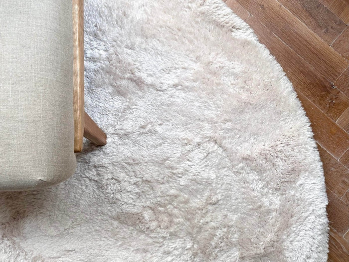 Rond hoogpolig vloerkleed Odelia beige|wit - Interieur05