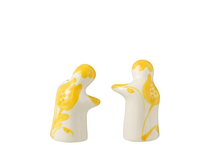 J-Line peper- & zoutstellen Granada - keramiek - wit|geel
