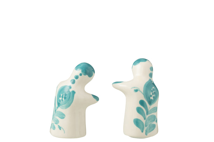 J-Line peper- en zoutmolen set Granada - keramiek - wit|aqua