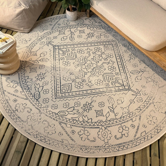 Rond buitenkleed Nova blauw - Interieur05 - 240 x 240 cm