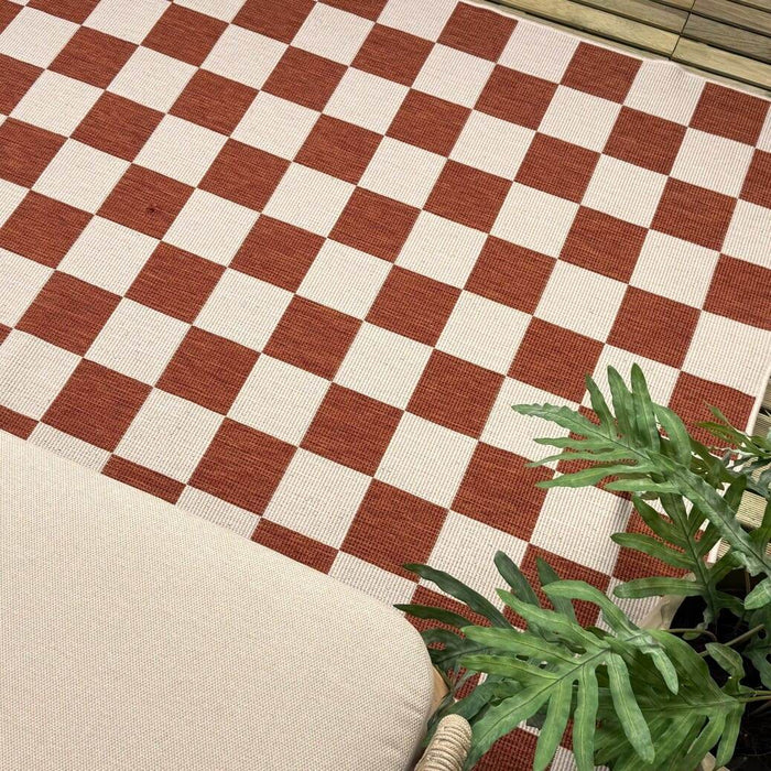 Buitenkleed Level blokken - checkerboard - roest - Interieur05
