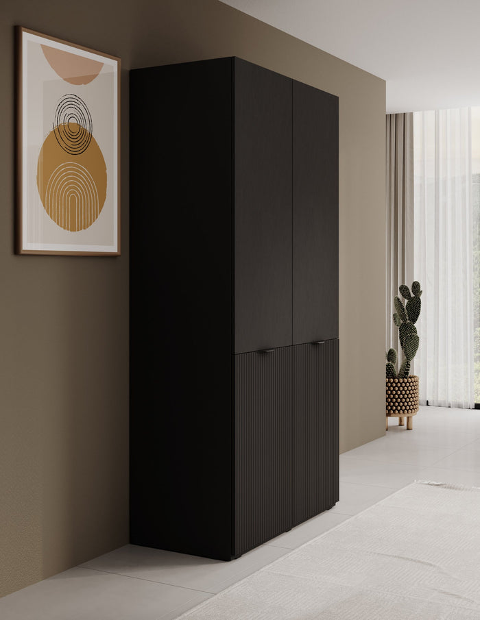 Meubella - Kledingkast Shelton - Zwart 2 - 101 cm