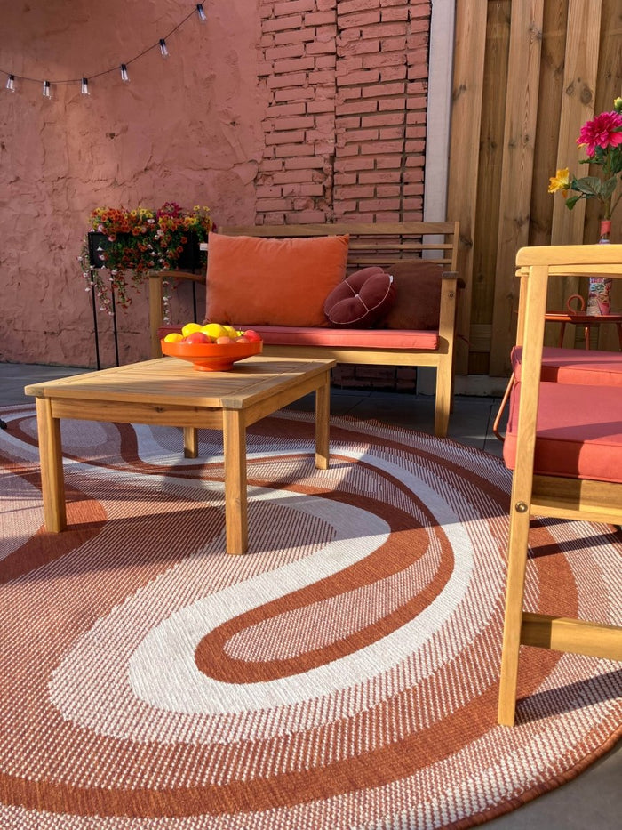 Interieur05 Organisch gevormd buitenkleed Loop Stone Roest