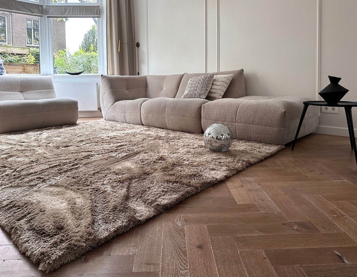 Hoogpolig vloerkleed Odelia bruin|taupe - Interieur05 - 230 x 160 cm