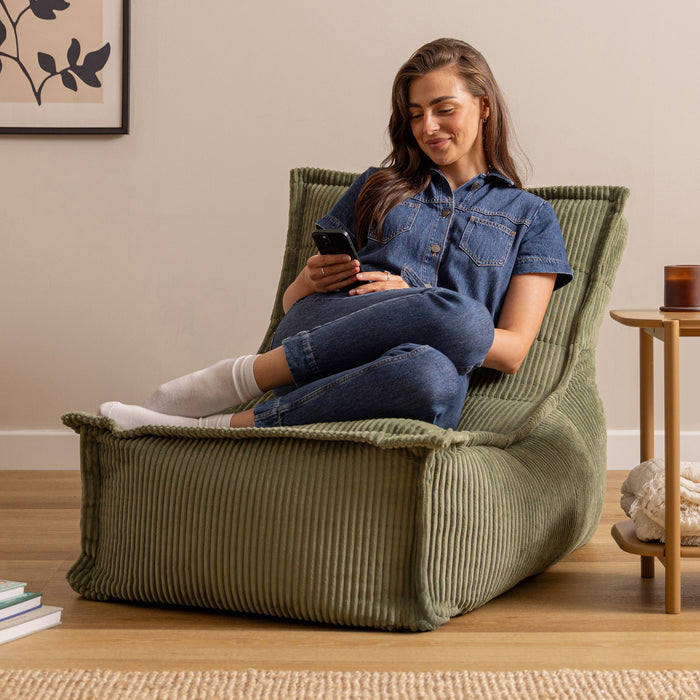 icon Dolce Lounge Zitzak - Ribfluweel - Saliegroen