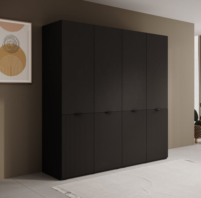 Meubella - Kledingkast Shelton - Zwart 2 - 202 cm