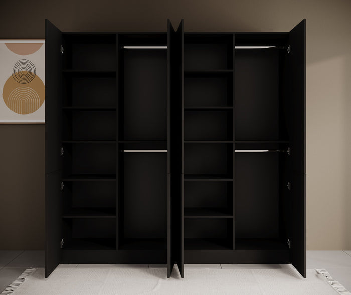 Meubella - Kledingkast Shelton - Zwart 2 - 202 cm