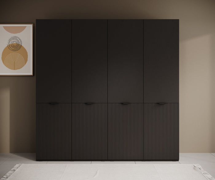 Meubella - Kledingkast Shelton - Zwart 2 - 202 cm