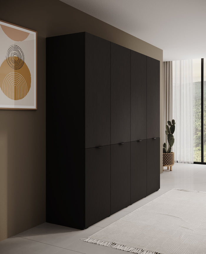 Meubella - Kledingkast Shelton - Zwart 2 - 202 cm