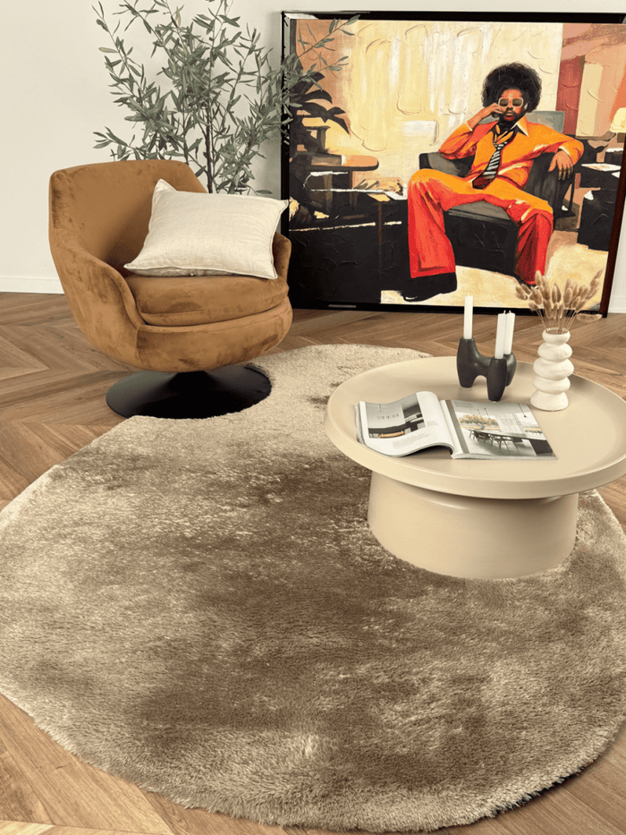 Organisch hoogpolig vloerkleed Odelia bruin|taupe - Interieur05