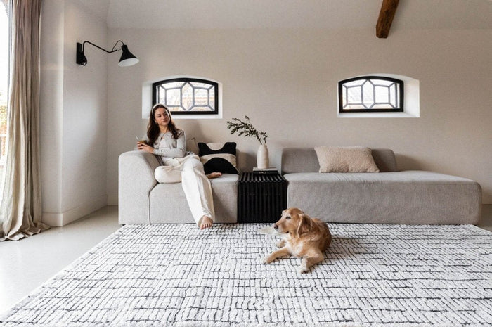 Interieur05 Vloerkleed Rectangle Creme wit|Zwart - 160 x 230 cm