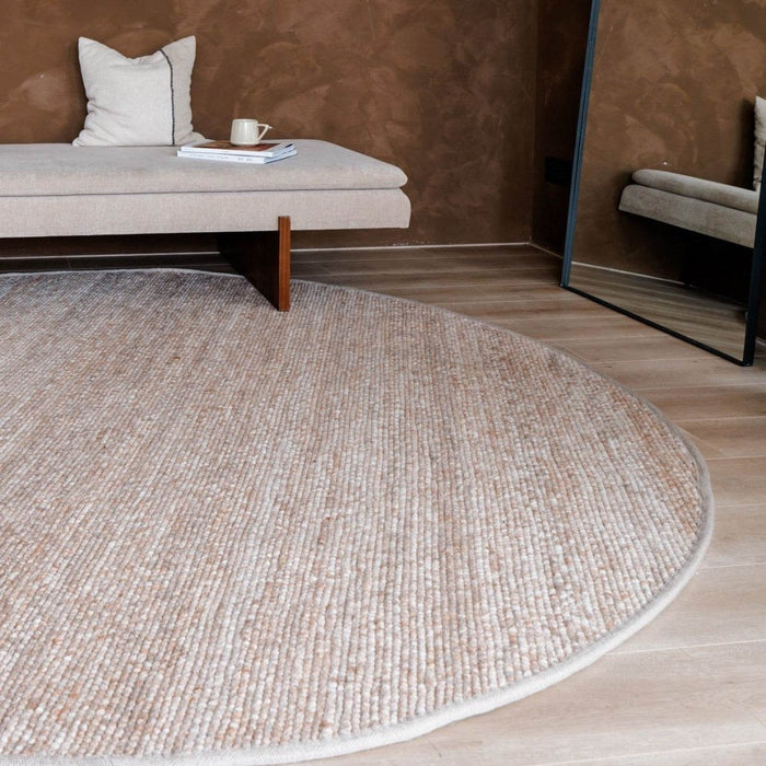 Interieur05 Rond Wollen Vloerkleed Lichtbruin Vik - 200 x 200 cm