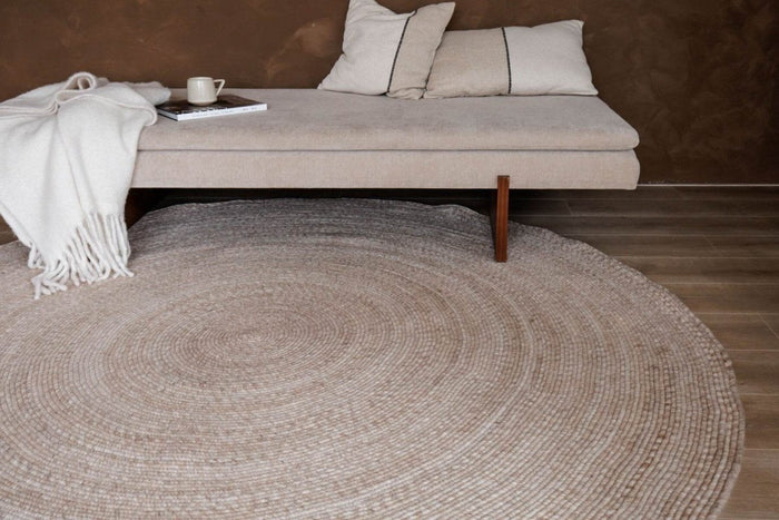 Interieur05 Rond wollen vloerkleed Gapo beige - 250 x 250 cm