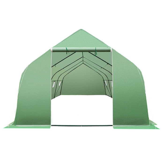 tectake® Foliekas in tentvorm met 8 ramen 600x300x205 - Groen