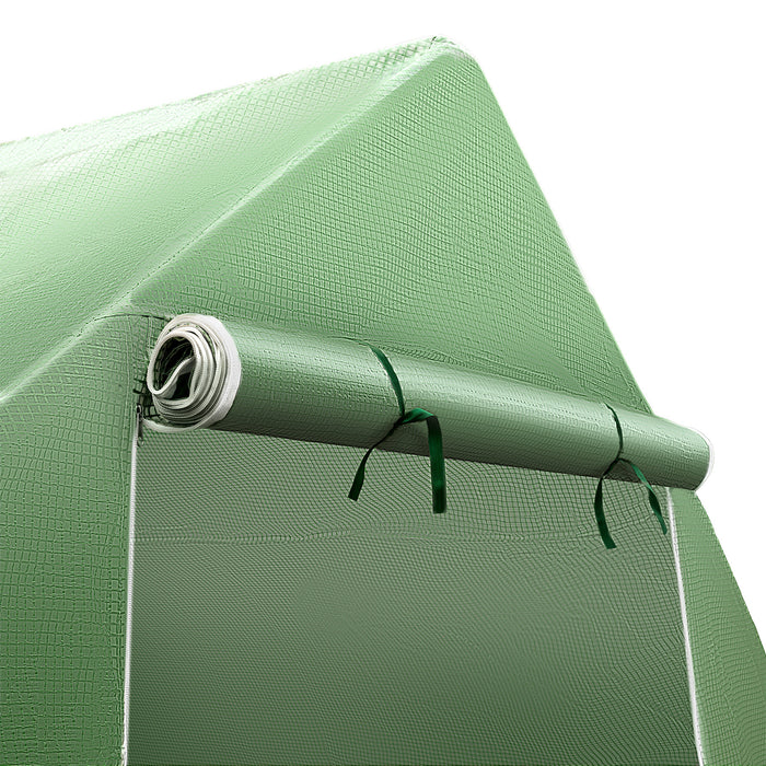 tectake® Foliekas in tentvorm met 8 ramen 600x300x205 - Groen