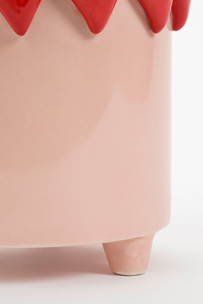 Mica Decorations Bloempot - H18 x Ø21 cm - Dolomiet - Roze, Rood