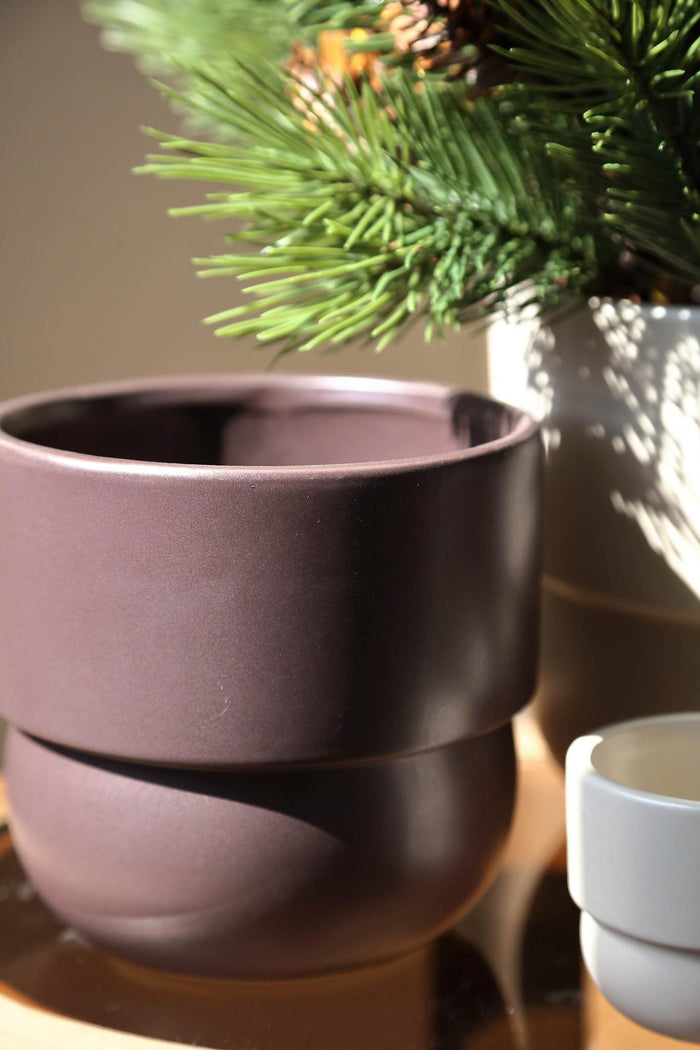 PTMD Bloempot Carolinee - 17x17x15 cm - Keramiek - Paars