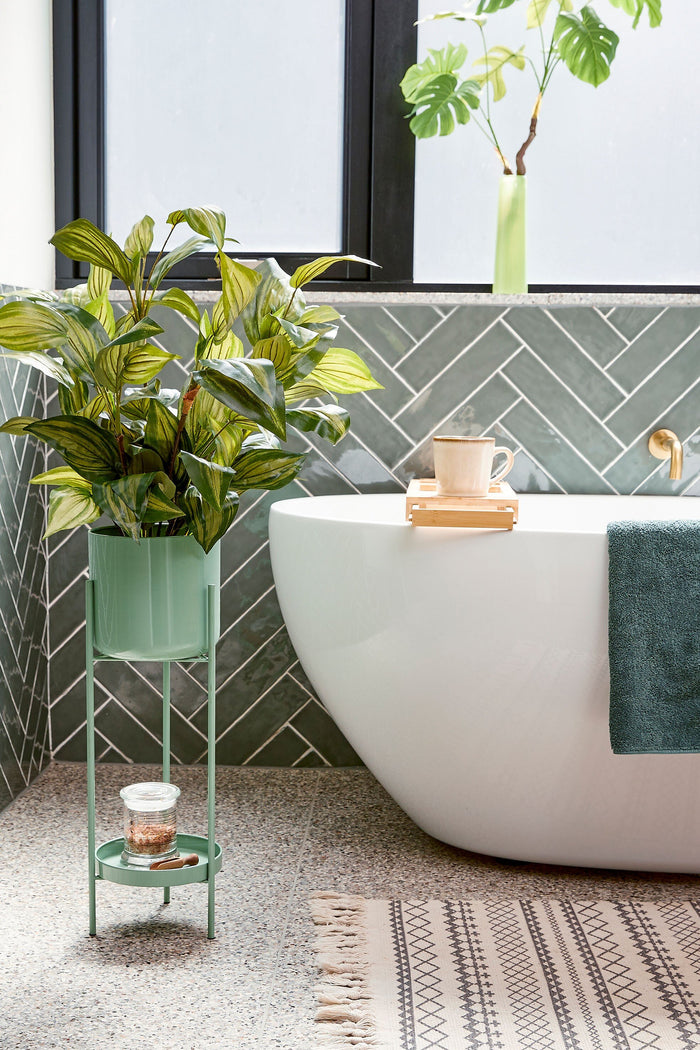 Mica Decorations Colyn Bloempot - H60 x Ø19 cm - IJzer - Mintgroen