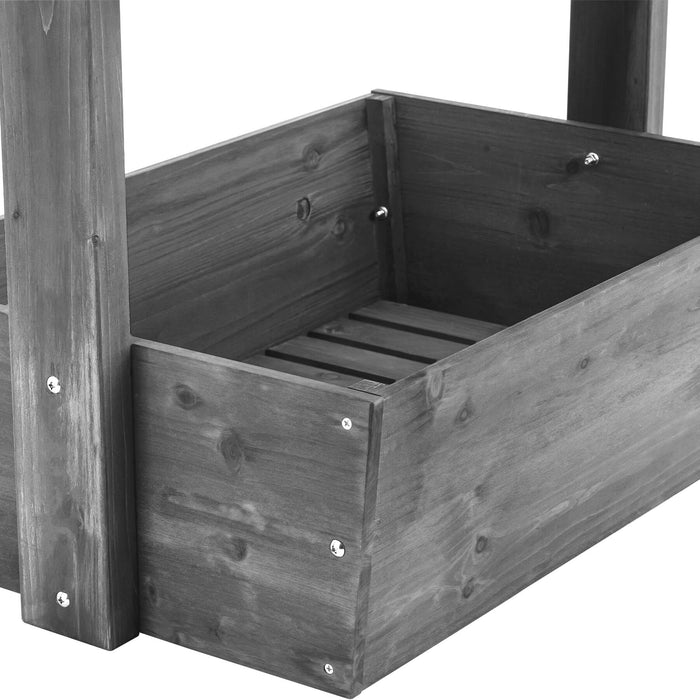 tectake® Plantenbak Flora, gelakt hout, met plantenfolie - Grijs