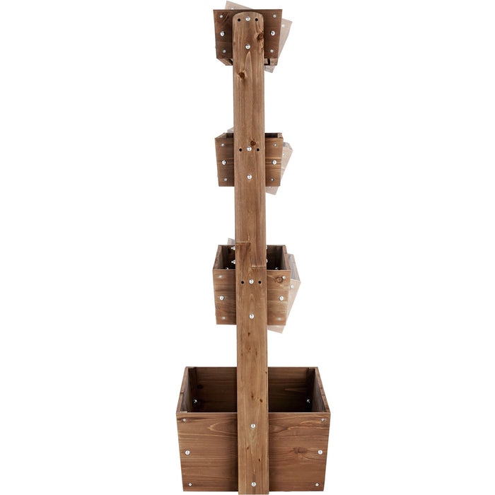 tectake® Plantenbak Flora, gelakt hout, met plantenfolie - Bruin