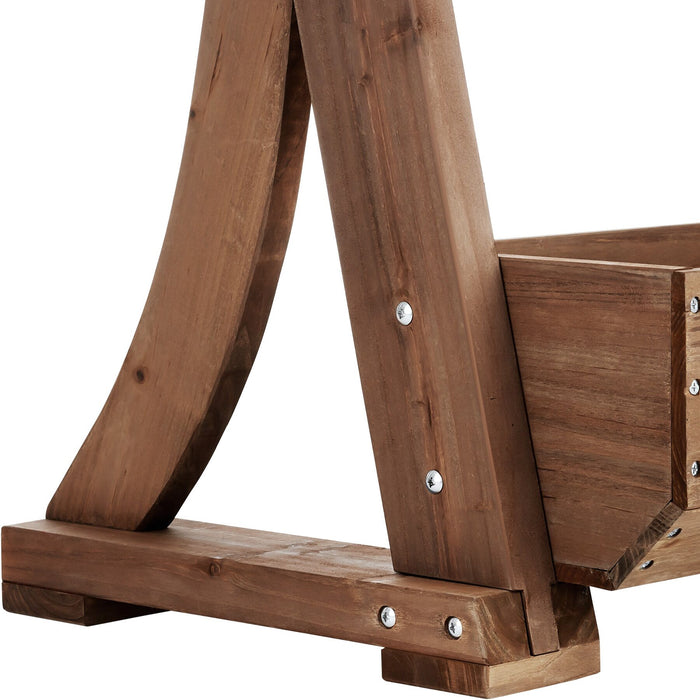 tectake® Plantenbak Flora, gelakt hout, met plantenfolie - Bruin