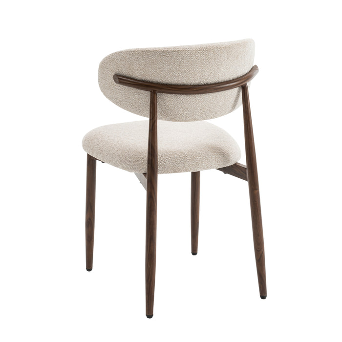 Celia - Eetkamerstoelen Beige Walnoot Set van 2