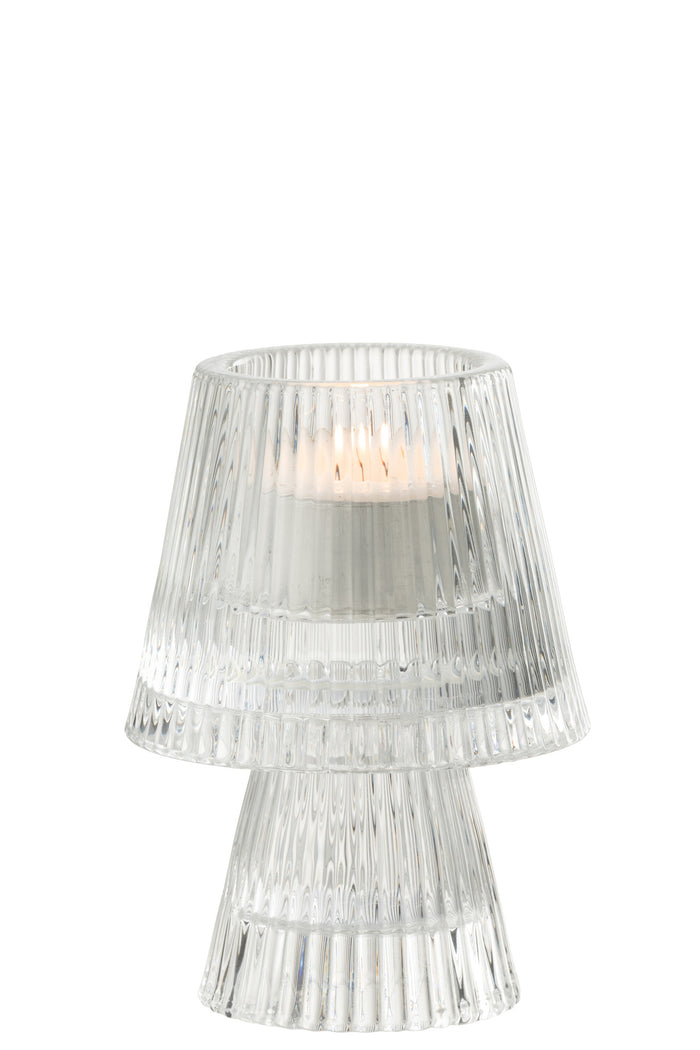 J-Line theelichthouder Hoed - glas - transparant