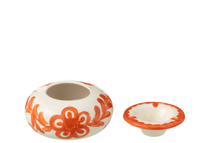J-Line asbak Granada - keramiek - wit|oranje - large