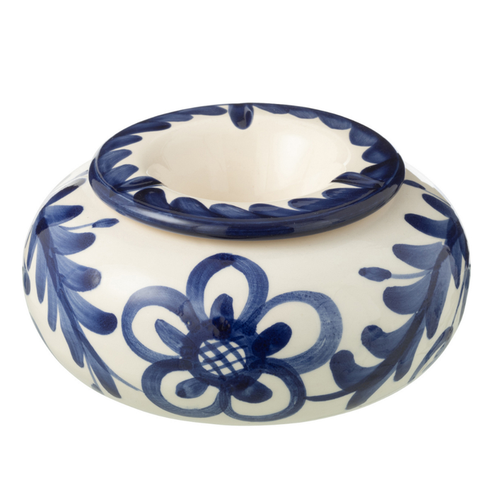 J-Line asbak Granada - keramiek - wit|blauw - large