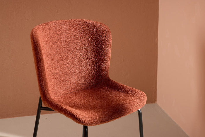 Rebellenclub Drammen Eetkamerstoel - Set van 2 - RoodBruin BouclŽ