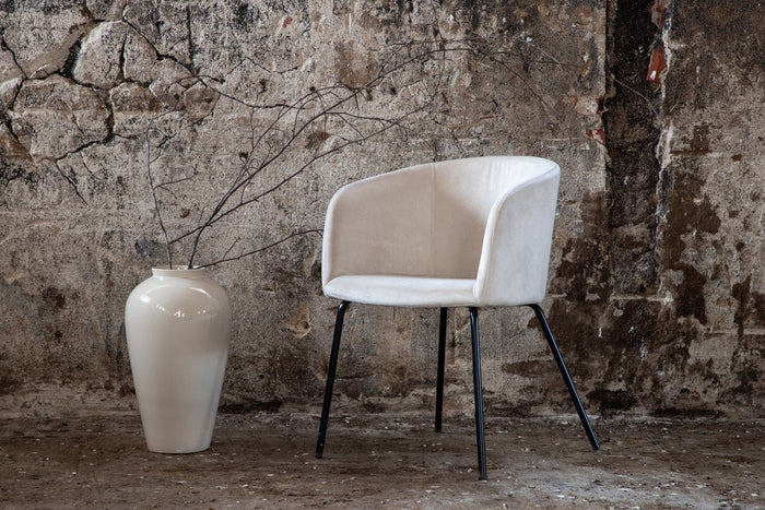 Rebellenclub Cerreto Eetkamerstoel - Ecru Velours | Zwart