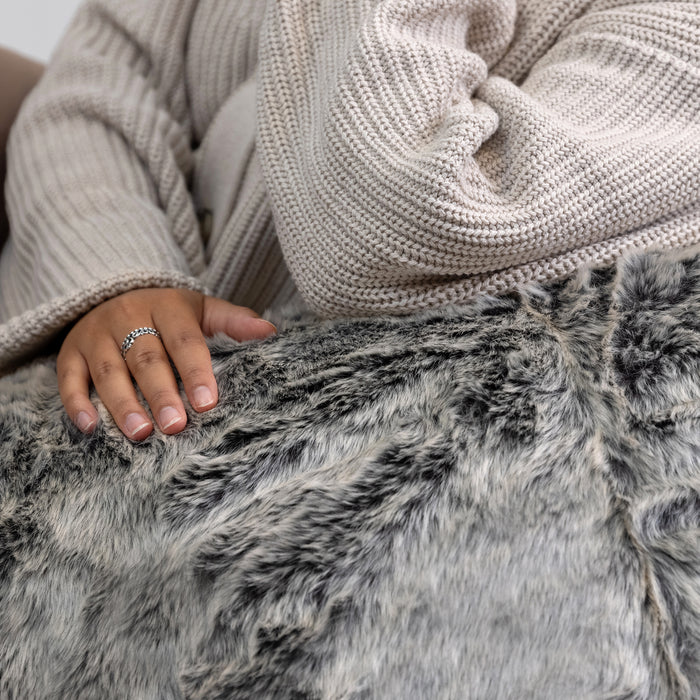 icon Kingston Zitzak - Fluffy Pluche Imitatiebont - Wolfgrijs