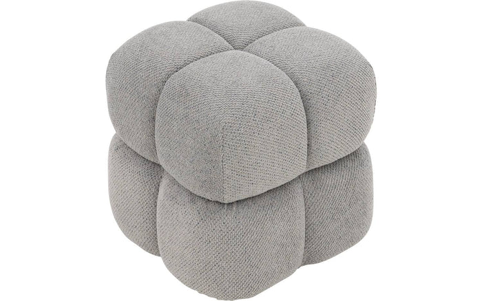Goossens Poef Simone in stof gemeleerd grof geweven dolphin