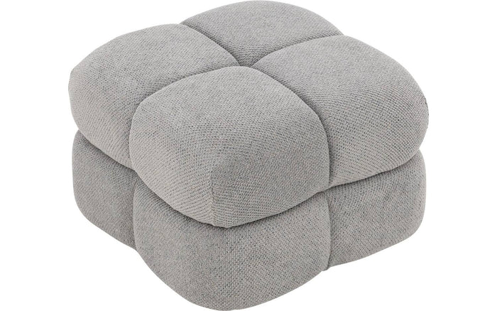 Goossens Poef Simone in stof gemeleerd grof geweven dolphin