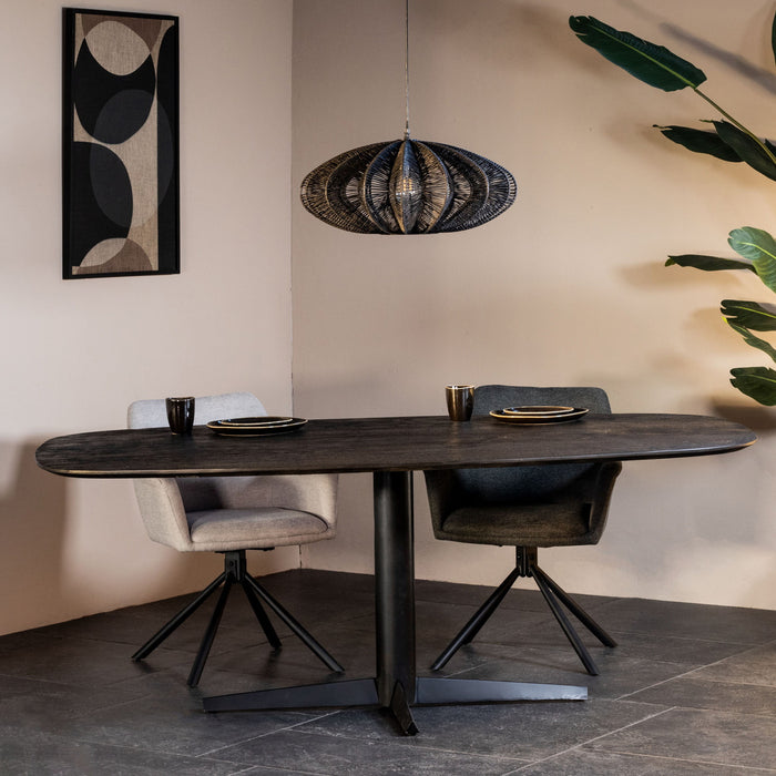 Giga Meubel - Eettafel Deens Ovaal - Zwart - 200cm - Eettafel Raoul