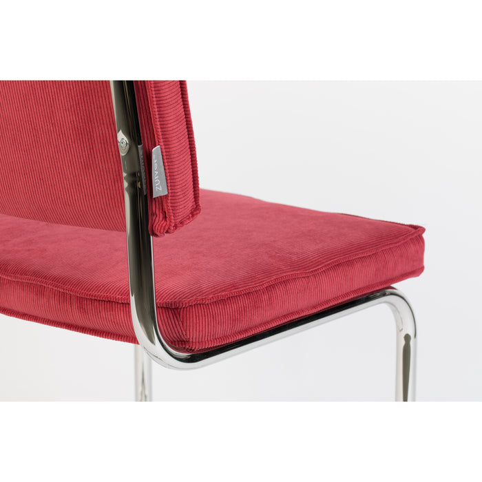 Zuiver Ridge Rib Stoel Rood - Set van 2