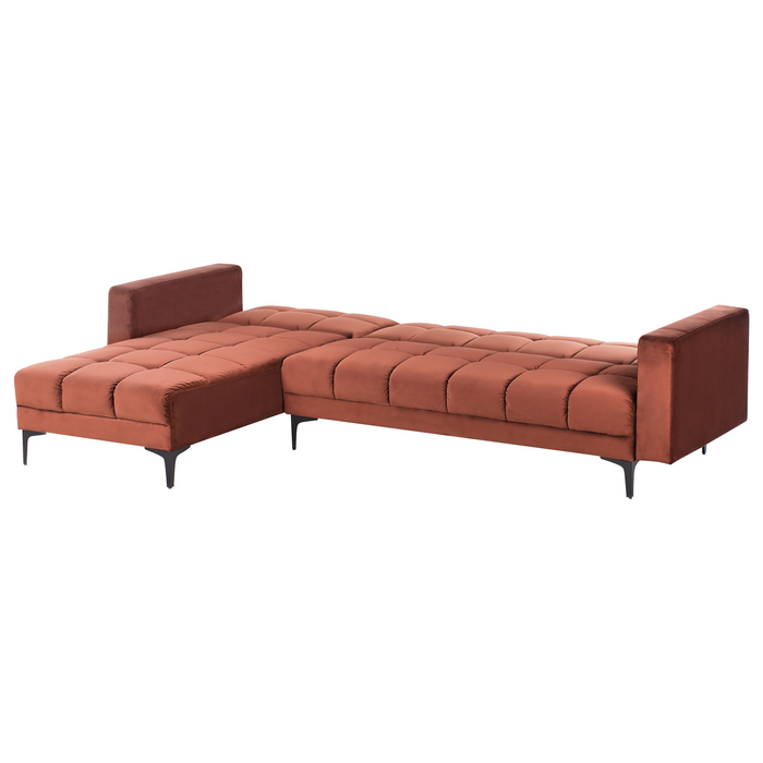 Beliani-ALNES-Hoekbank 4-zits-Lichtrood-Rechtszijdig-Polyester