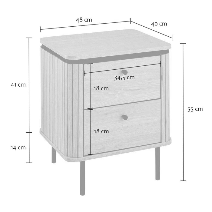 Calicosy - Lameller Nachtkastje MALAGA - H55 cm - Eikenlook