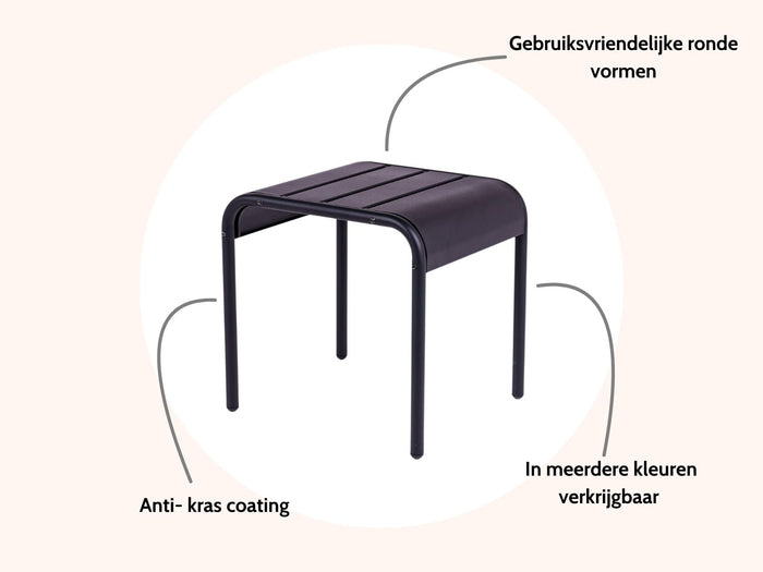 MaximaVida metalen bijzettafel krukje Max 45 cm zwart