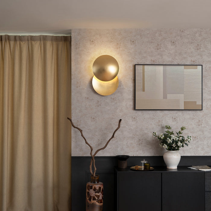 QAZQA Moderne wandlamp goud 34.5cm 2-lichts - Sunrise