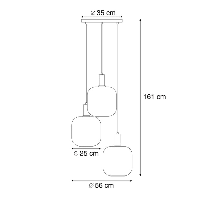QAZQA Hotel Chique hanglamp zwart met goud en groen glas 3-lichts -