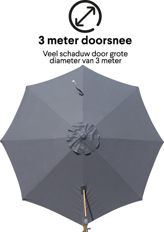 Homra LUX-XL-HOUT zweefparasol - Ø300 cm - Incl. beschermhoes