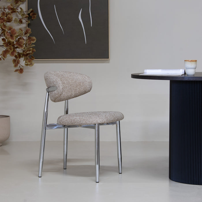 DÉJA Living - Eetkamerstoel Taupe|Chrome - Skara - Set van 2