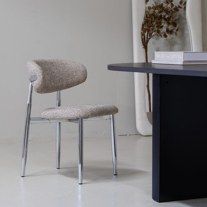 DÉJA Living - Eetkamerstoel Taupe|Chrome - Skara - Set van 2