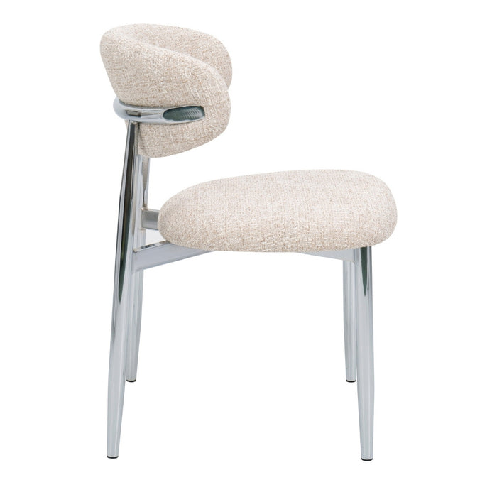 DÉJA Living - Eetkamerstoel Beige|Chrome - Skara - Set van 2