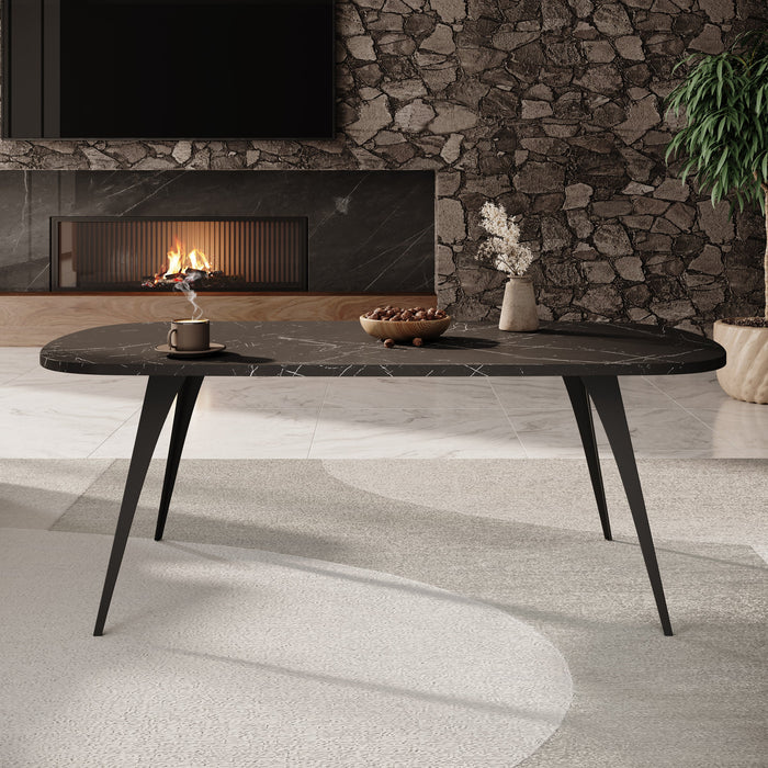 Meubella - Salontafel Flix - Zwart marmer - 120 cm