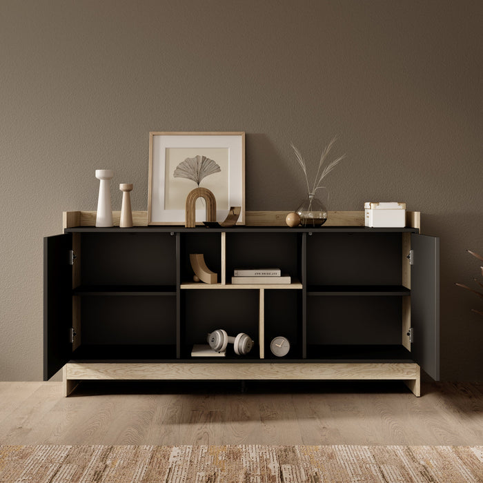 Meubella - Dressoir Benz - Zwart - 150 cm