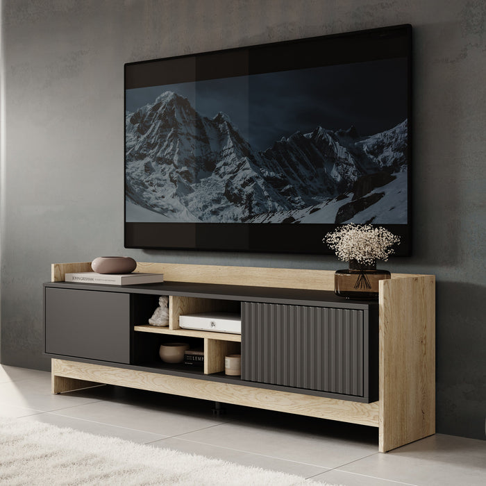 Meubella - TV-Meubel Benz - Zwart - 150 cm