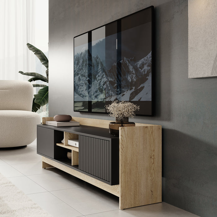 Meubella - TV-Meubel Benz - Zwart - 150 cm